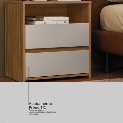 Mesa de Cabeceira Giardino 2 Gavetas Amêndola/Nude Prime Tx - Demóbile