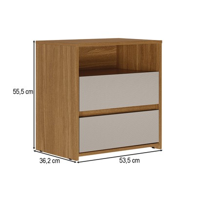 Mesa de Cabeceira Giardino 2 Gavetas Amêndola/Nude Prime Tx - Demóbile