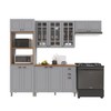 Cozinha Completa Bariloche 12 Portas 2 Gavetas com Vidro 100% Mdf Titânio Fosco - Indékes