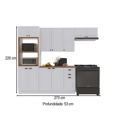 Cozinha Completa Bariloche 12 Portas 2 Gavetas com Tampo 100% Mdf Branco - Indékes