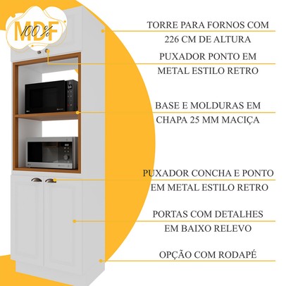 Cozinha Completa Bariloche 12 Portas 2 Gavetas com Tampo 100% Mdf Branco - Indékes