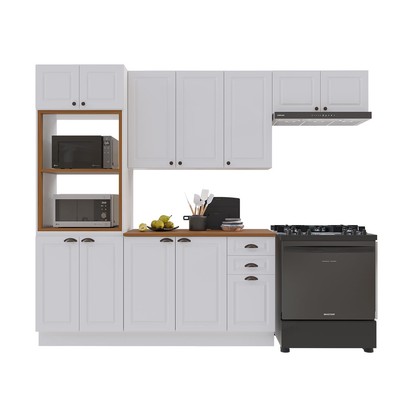 Cozinha Completa Bariloche 12 Portas 2 Gavetas com Tampo 100% Mdf Branco - Indékes