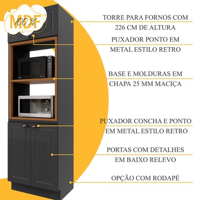 Cozinha Completa Bariloche 12 Portas 2 Gavetas com Tampo 100% Mdf Chumbo - Indékes