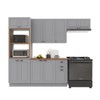 Cozinha Completa Bariloche 12 Portas 2 Gavetas com Tampo 100% Mdf Titânio Fosco - Indékes