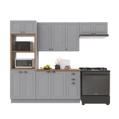 Cozinha Completa Bariloche 12 Portas 2 Gavetas com Tampo 100% Mdf Titânio Fosco - Indékes