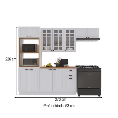 Cozinha Completa Bariloche 12 Portas 2 Gavetas com Vidro 100% Mdf 6225.126 Branco - Indekes