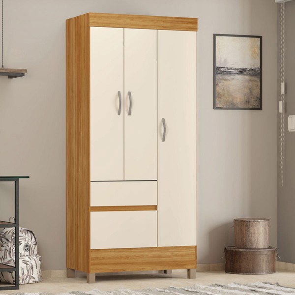 Guarda-Roupa Wind 3 Portas Cinamon/Off White - Demóbile