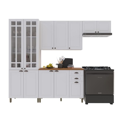 Cozinha Completa Bariloche 12 Portas 2 Gavetas com Vidro 100% Mdf 6225.127 Branco - Indékes
