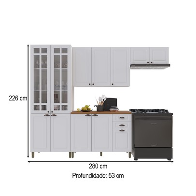 Cozinha Completa Bariloche 12 Portas 2 Gavetas com Vidro 100% Mdf 6225.127 Branco - Indékes