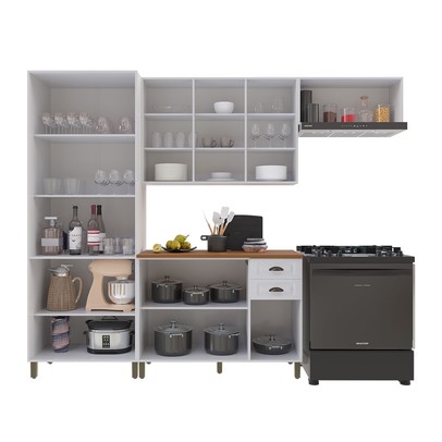 Cozinha Completa Bariloche 12 Portas 2 Gavetas com Vidro 100% Mdf 6225.127 Branco - Indékes