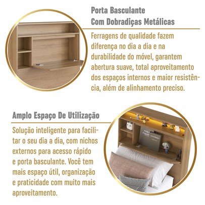 Cama de Solteiro Cancun 1 Porta com Led Mel - Art In Móveis