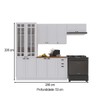 Cozinha Completa Bariloche 12 Portas 2 Gavetas com Vidro e Tampo 100% Mdf Branco - Indékes