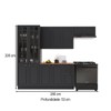 Cozinha Completa Bariloche 12 Portas 2 Gavetas com Vidro e Tampo 100% Mdf Chumbo - Indékes