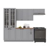 Cozinha Completa Bariloche 12 Portas 2 Gavetas com Vidro e Tampo 100% Mdf Titânio Fosco - Indékes