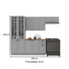 Cozinha Completa Bariloche 12 Portas 2 Gavetas com Vidro e Tampo 100% Mdf Titânio Fosco - Indékes