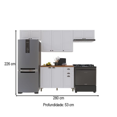 Cozinha Completa Bariloche 10 Portas 2 Gavetas com Tampo 100% Mdf Branco - Indekes