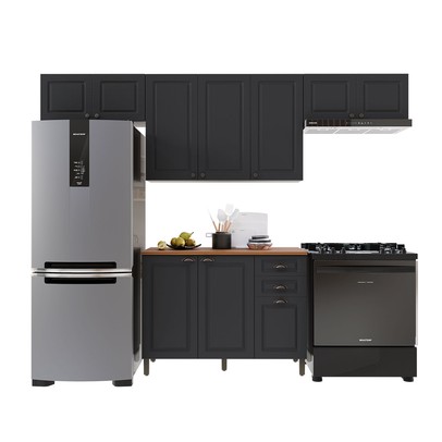 Cozinha Completa Bariloche 10 Portas 2 Gavetas com Tampo 100% Mdf Chumbo - Indekes