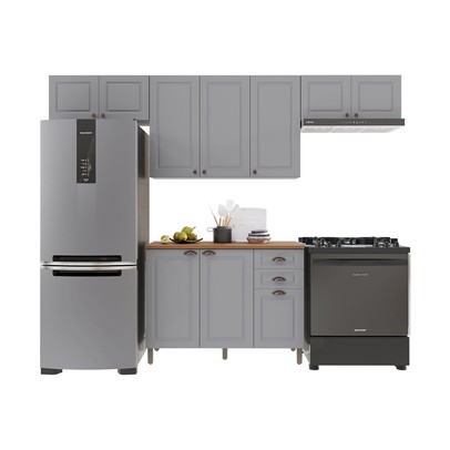Cozinha Completa Bariloche 10 Portas 2 Gavetas com Tampo 100% Mdf Titânio Fosco - Indekes