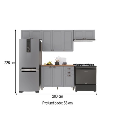 Cozinha Completa Bariloche 10 Portas 2 Gavetas com Tampo 100% Mdf Titânio Fosco - Indekes