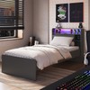 Cama Infantil Power 1 Portas 3 Nichos com Led Grafite - Art In Móveis