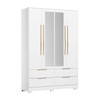 Guarda-Roupa Casal Domo 4 Portas 4 Gavetas com Espelho Branco - Demóbile