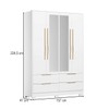 Guarda-Roupa Casal Domo 4 Portas 4 Gavetas com Espelho Branco - Demóbile