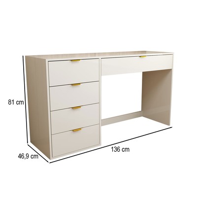 Mesa Escrivaninha Life 5 Gavetas Off White - Panorama Móveis