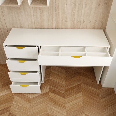 Mesa Escrivaninha Life 5 Gavetas Off White - Panorama Móveis