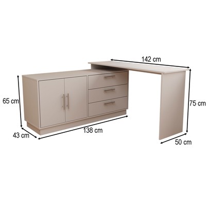 Penteadeira com Cômoda Mônaco 2 Portas 3 Gavetas Branco - Panorama Móveis