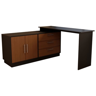 Penteadeira com Cômoda Mônaco 2 Portas 3 Gavetas Preto/Freijó - Panorama Móveis