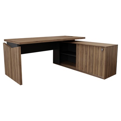 Mesa para Escritório Office 1 Porta Nogal/Preto - Panorama Móveis
