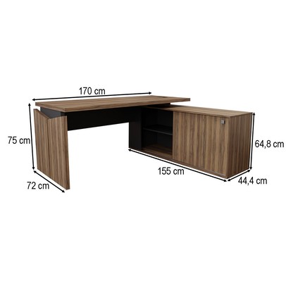 Mesa para Escritório Office 1 Porta Nogal/Preto - Panorama Móveis