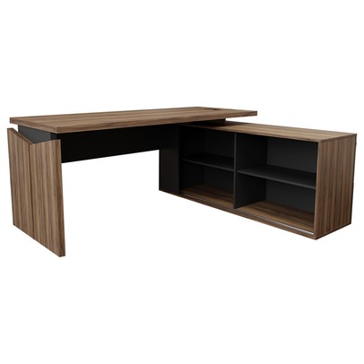 Mesa para Escritório Office 1 Porta Nogal/Preto - Panorama Móveis