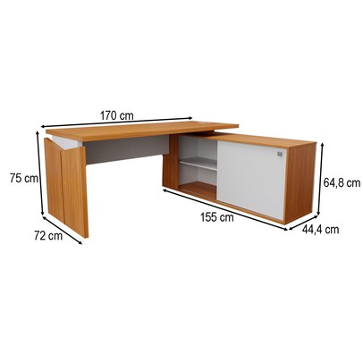 Mesa para Escritório Office 1 Porta Freijó/Branco - Panorama Móveis