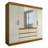 Guarda-Roupa Casal Milano 4 Portas 6 Gavetas com Espelho Cinamomo/Off White - Panorama Móveis
