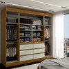 Guarda-Roupa Casal Milano 4 Portas 6 Gavetas com Espelho Cinamomo/Off White - Panorama Móveis