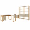 Escritório Completo Office 3 Portas 5 Gavetas 100% Mdf Off White/Freijó - Panorama Móveis