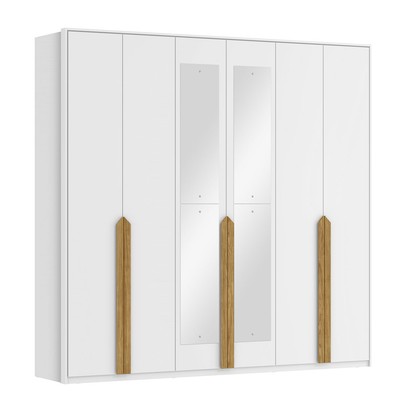 Guarda-Roupa Casal Madrid 6 Portas 4 Gavetas 100% Mdf com Espelho Branco Fosco - Pnr Móveis