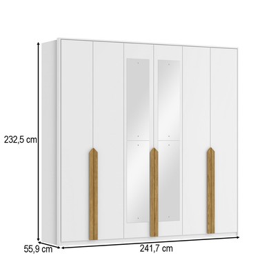 Guarda-Roupa Casal Madrid 6 Portas 4 Gavetas 100% Mdf com Espelho Branco Fosco - Pnr Móveis