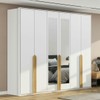 Guarda-Roupa Casal Madrid 6 Portas 4 Gavetas 100% Mdf com Espelho Branco Fosco - Pnr Móveis