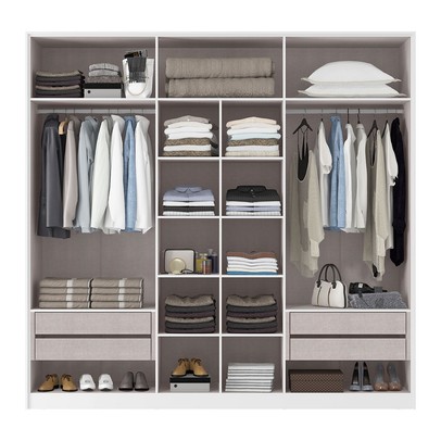 Guarda-Roupa Casal Madrid 6 Portas 4 Gavetas 100% Mdf com Espelho Branco Fosco - Pnr Móveis