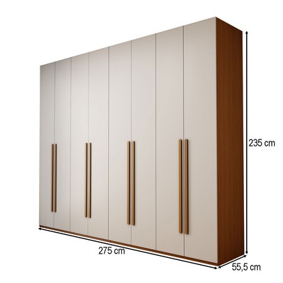 Guarda-Roupa Casal Genova 8 Portas 6 Gavetas Freijó/Branco - Panorama Móveis