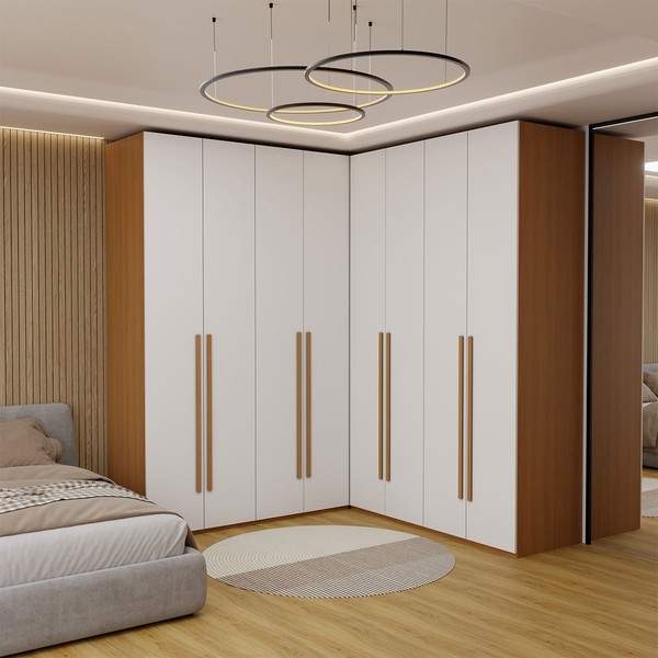Guarda-Roupa Casal Modulado Genova 8 Portas 6 Gavetas Freijó/Branco - Panorama Móveis