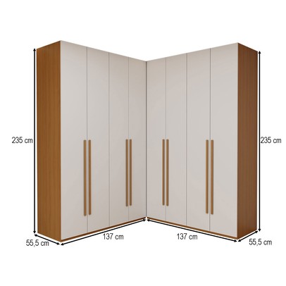 Guarda-Roupa Casal Modulado Genova 8 Portas 6 Gavetas Freijó/Branco - Panorama Móveis