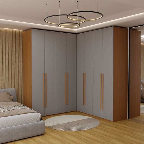 Guarda-Roupa Casal Modulado Genova 8 Portas 6 Gavetas Freijó/Cinza - Panorama Móveis
