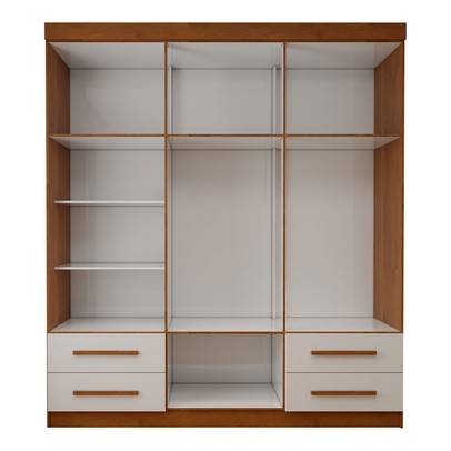 Guarda-Roupa Infantil Lisboa 6 Portas 4 Gavetas com Espelho Cinamomo/Branco - Panorama Móveis