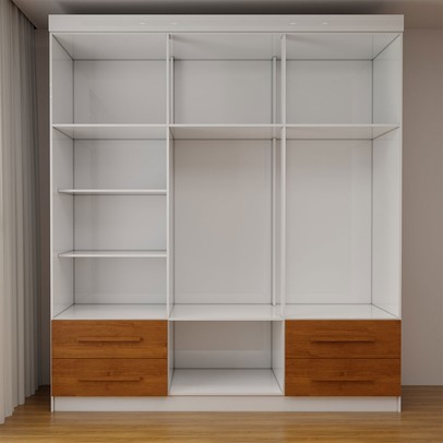 Guarda-Roupa Infantil Lisboa 6 Portas 4 Gavetas com Espelho Branco/Cinamomo - Panorama Móveis
