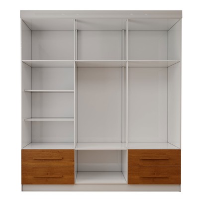 Guarda-Roupa Infantil Lisboa 6 Portas 4 Gavetas com Espelho Branco/Cinamomo - Panorama Móveis