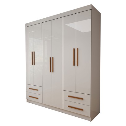 Guarda-Roupa Infantil Lisboa 6 Portas 4 Gavetas Branco - Panorama Móveis