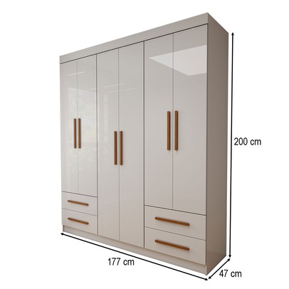 Guarda-Roupa Infantil Lisboa 6 Portas 4 Gavetas Branco - Panorama Móveis